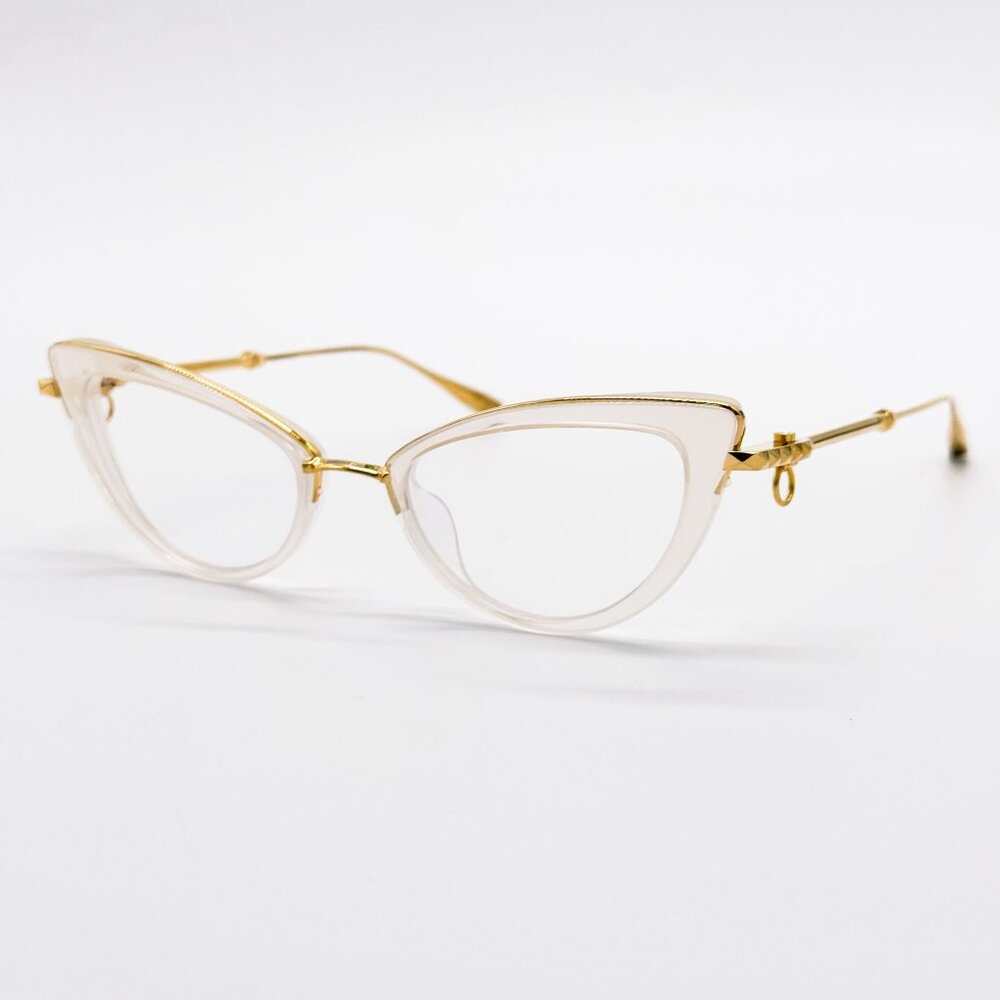 NEW VALENTINO DAYDREAM VLX-123C EYEGLASSES CAT EYE WOMEN GOLD/WHITE WITH CHAIN